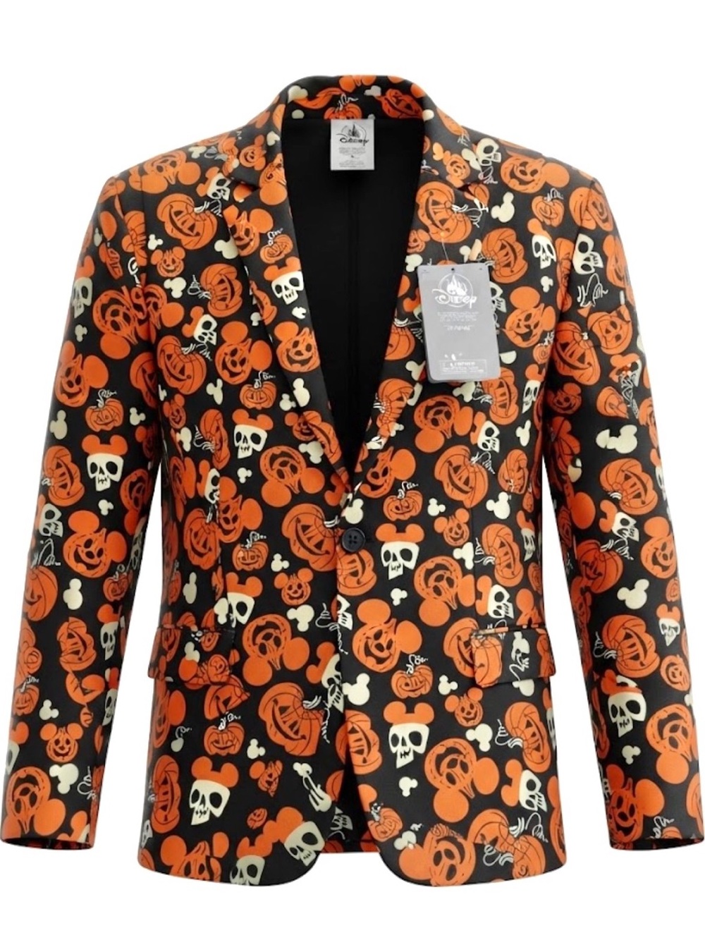 Disney Parks Halloween Pumpkin Mickey Mouse Glow-in-Dark Blazer Jacket Large NEW